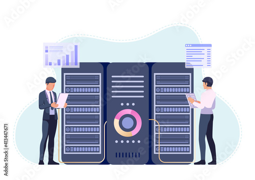 Businessmans or Engineer Working in Data Center Room