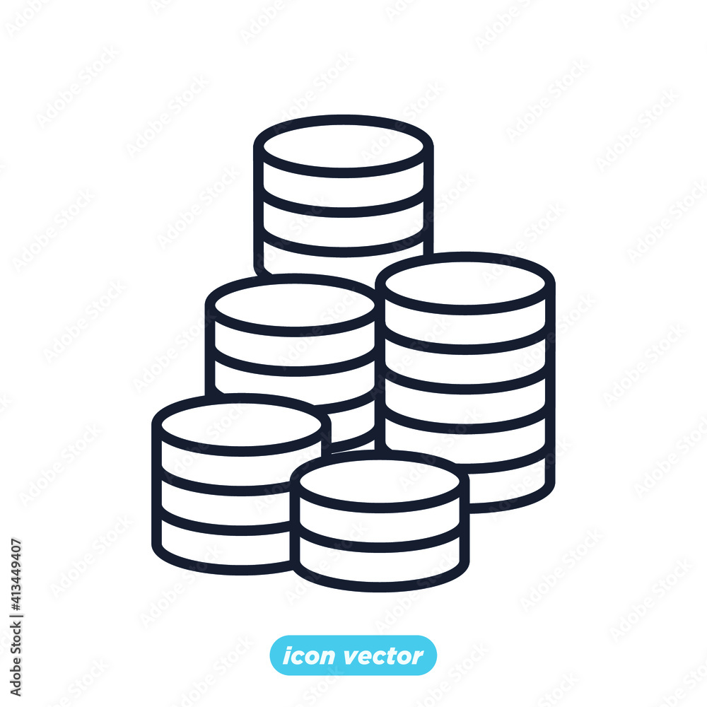 Coins icon. money coin business coin symbol template for graphic and web design collection logo vector illustration Coins icon. money coin business coin symbol template for graphic and web design collection logo vector illustration