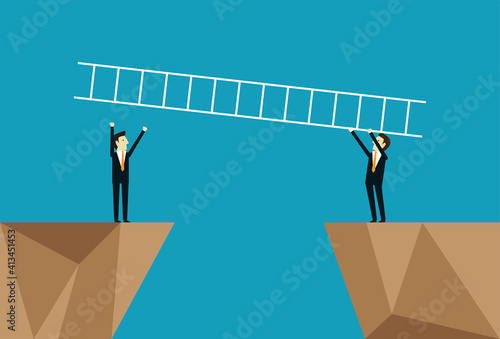 Help each other build a ladder to cross obstacles