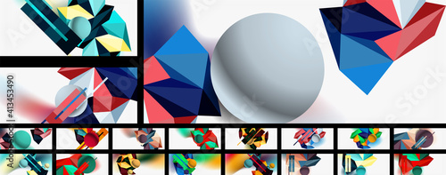 Mega collection of trendy 3d geometric shapes compositions