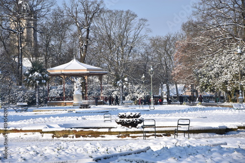 Rennes, Thabor, parc, neige