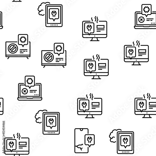 Electronic Repair Vector Seamless Pattern Thin Line Illustration