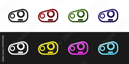 Set Car headlight icon isolated on black and white background. Vector.