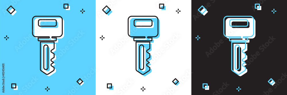 Set House key icon isolated on blue and white, black background. Vector. Set House key icon isolated on blue and white, black background. Vector.