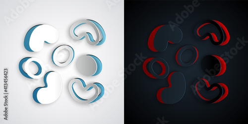 Paper cut Jelly candy icon isolated on grey and black background. Paper art style. Vector.