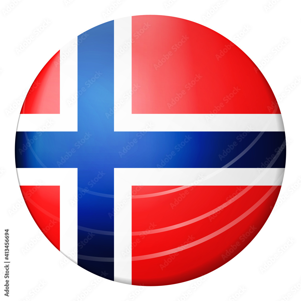 Glass light ball with flag of Norway. Round sphere, template icon. Norwegian national symbol. Glossy realistic ball, 3D abstract vector illustration highlighted on a white background. Big bubble. Glass light ball with flag of Norway. Round sphere, template icon. Norwegian national symbol. Glossy realistic ball, 3D abstract vector illustration highlighted on a white background. Big bubble.