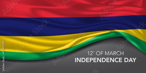 Mauritius happy independence day greeting card  banner with template text vector illustration