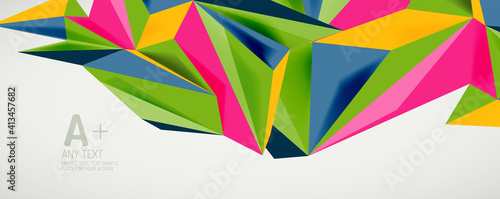 Vector triangle geometric backgrounds. Low poly 3d shape on light backdrop. Vector illustration for covers, banners, flyers and posters and other designs