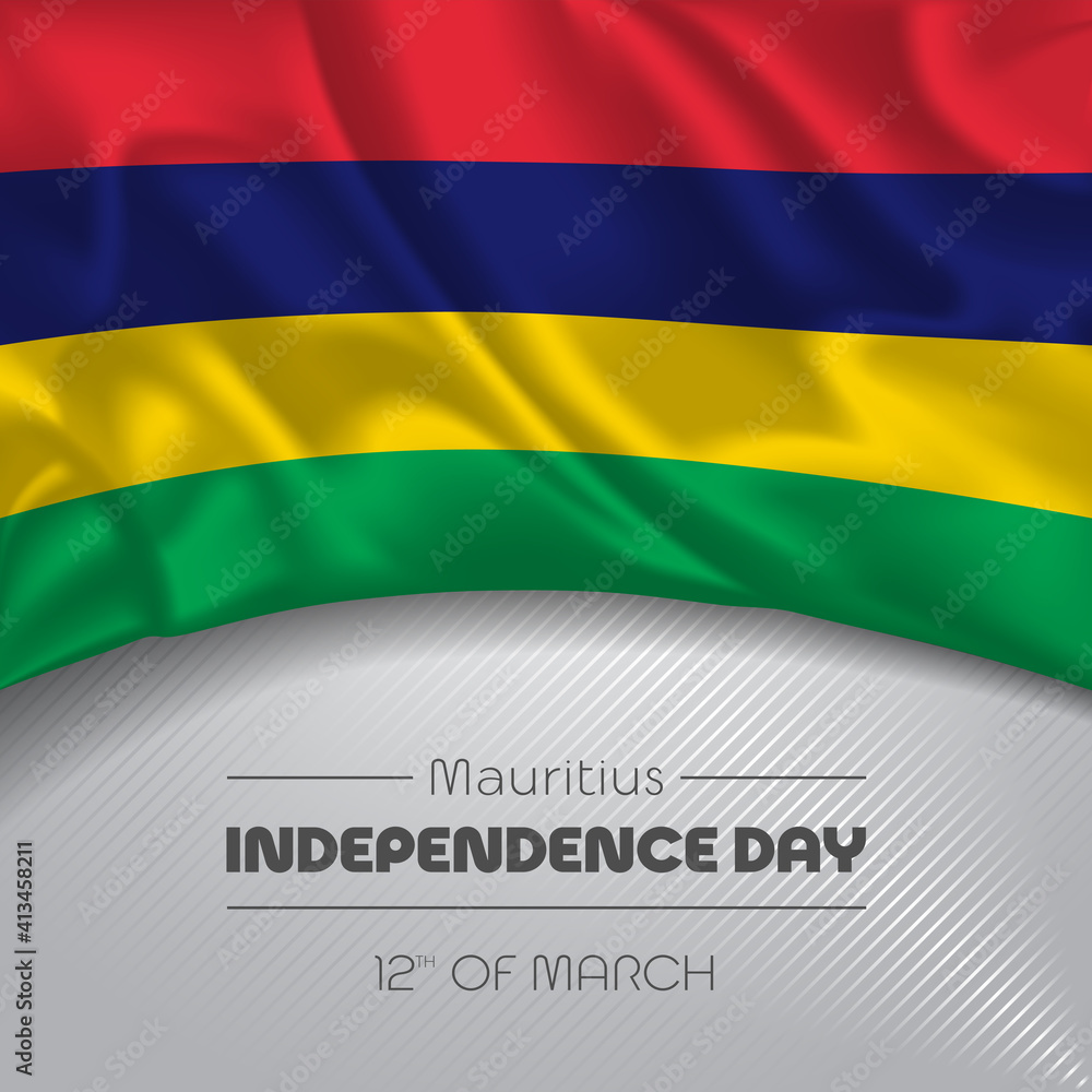 Mauritius happy independence day greeting card, banner vector illustration