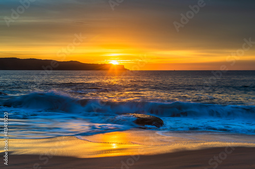 High Cloud Sunrise Seascape with Soft Shades of Colour