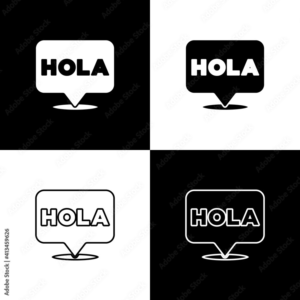 Set Hola icon isolated on black and white background. Vector. Set Hola icon isolated on black and white background. Vector.