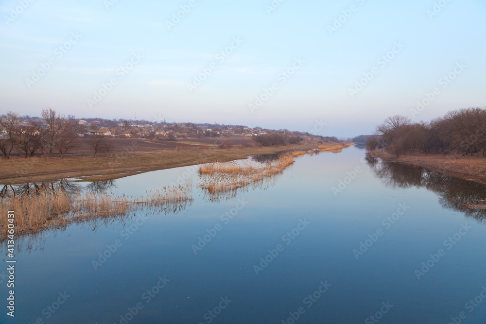 Spring river with calm water. River Samara Spring river with calm water. River Samara