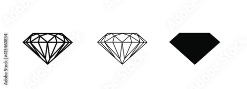 Set diamonds logo silhouette, icons on white background, isolated. Vector ENP 10.