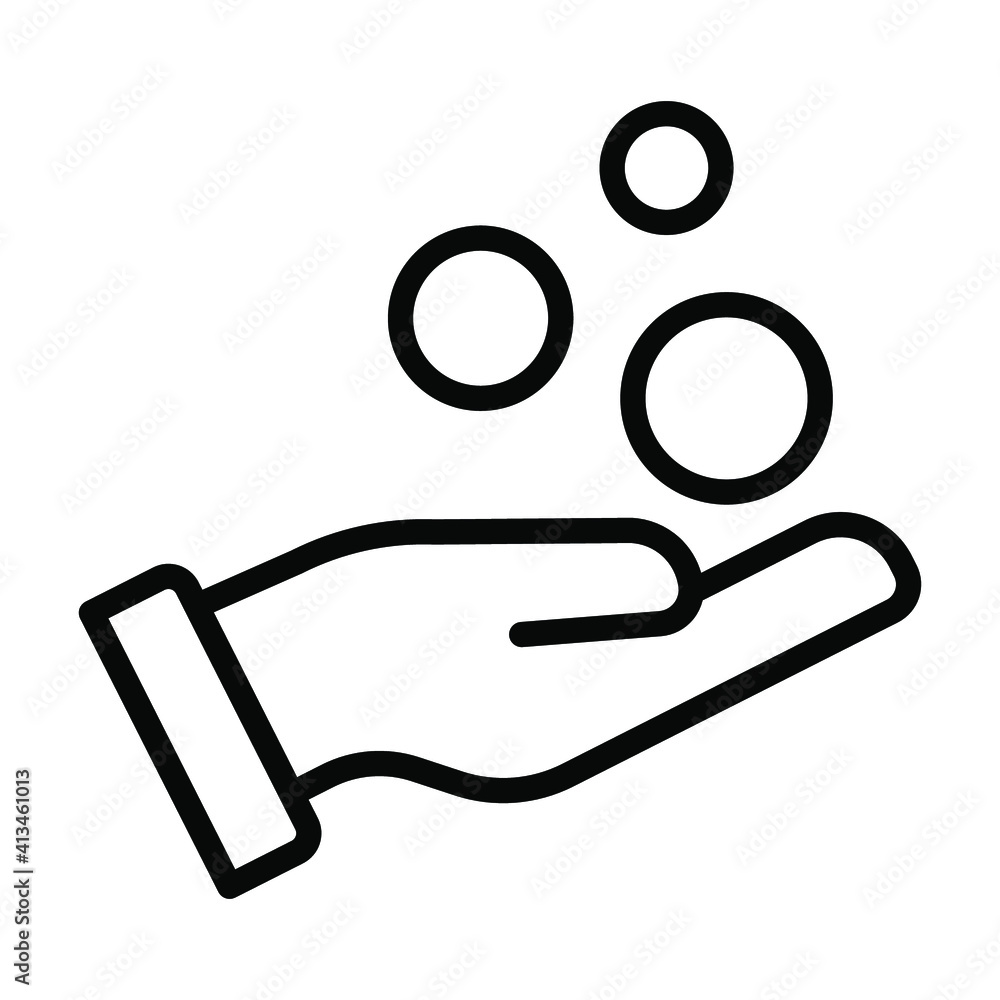Money on hand, obtain line icon. Simple outline style hand and coins for web template and app. Vector illustration isolated on white background. EPS 10 Money on hand, obtain line icon. Simple outline style hand and coins for web template and app. Vector illustration isolated on white background. EPS 10
