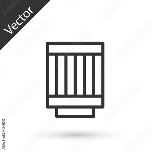 Grey line Car air filter icon isolated on white background. Automobile repair service symbol. Vector.