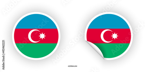 Free Download Azerbaijan sticker flag icon set in button shape and sticker with peeled off on white background. - GFXLoad