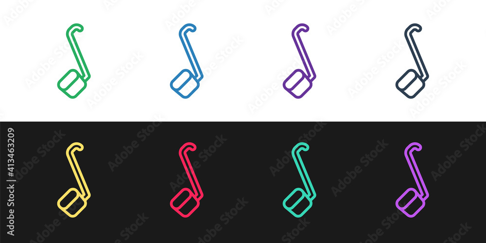 Set line Sauna ladle icon isolated on black and white background. Vector. Set line Sauna ladle icon isolated on black and white background. Vector.