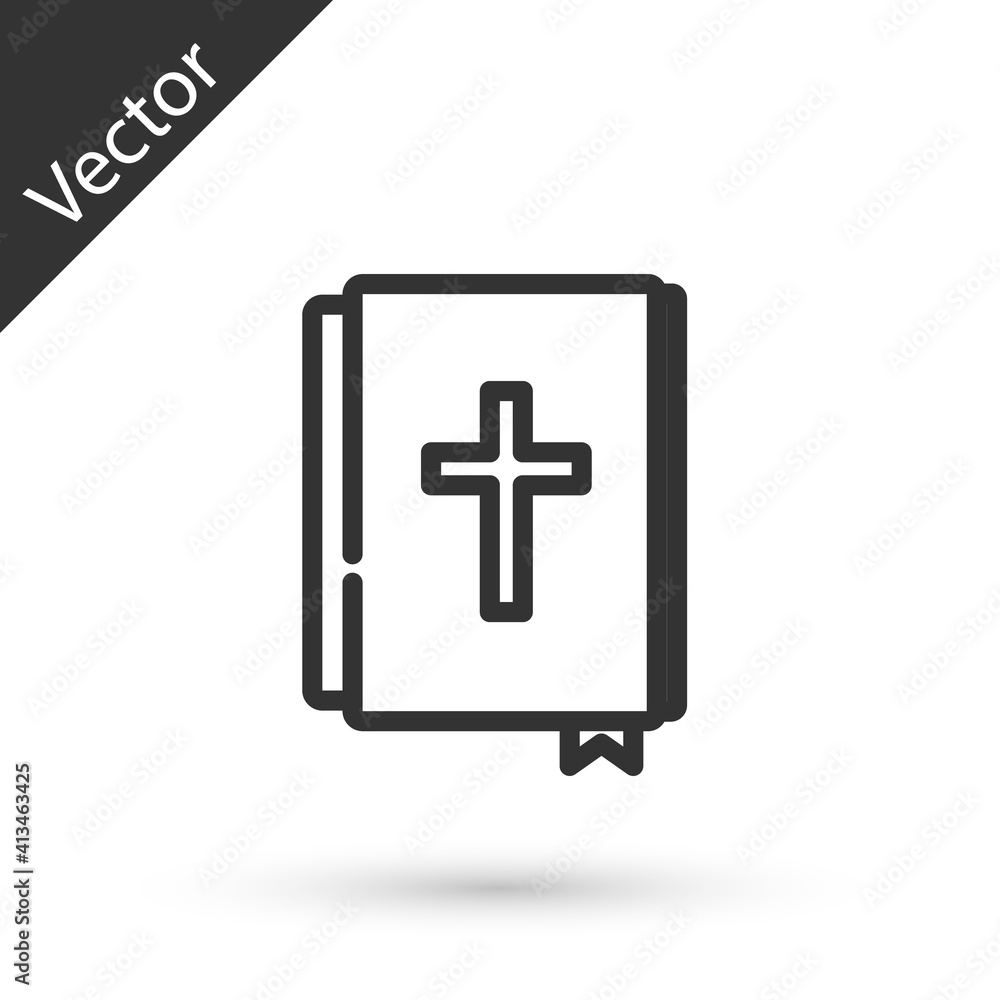 Grey line Holy bible book icon isolated on white background. Vector. Grey line Holy bible book icon isolated on white background. Vector.