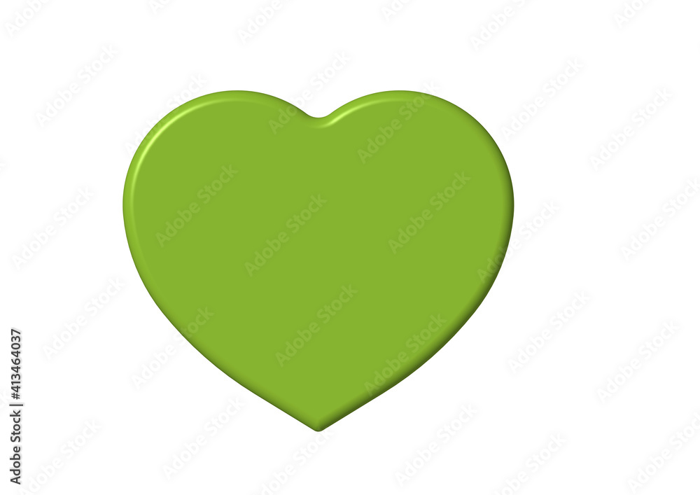 3D image. 3d rendering. light green heart on a white background. Valentine's Day 3D image. 3d rendering. light green heart on a white background. Valentine's Day