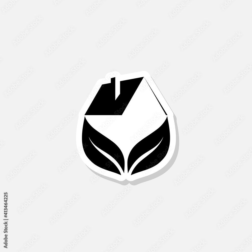 Eco house sticker icon isolated on white background Eco house sticker icon isolated on white background