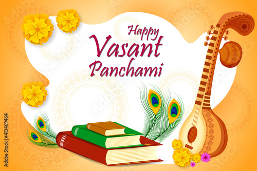 Vasant Panchami Saraswati Puja Indian festival background