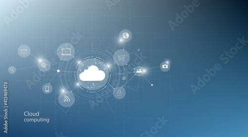 Cloud computing concept.Abstract cloud connection technology background.