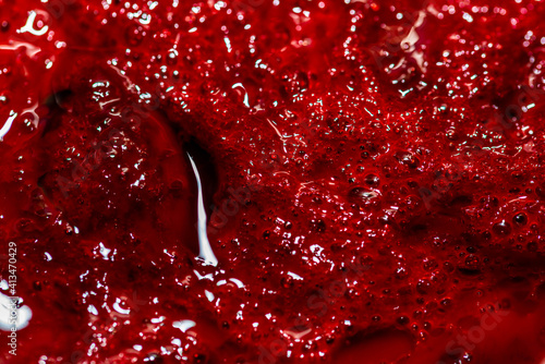 Real animal blood, gore close up macro shot for background.