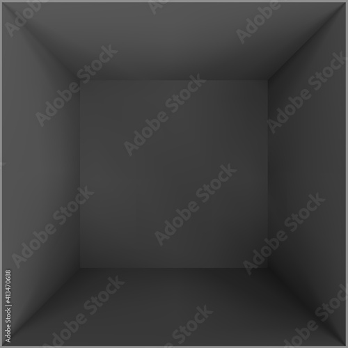Black empty room or studio. Box top view. Vector illustration