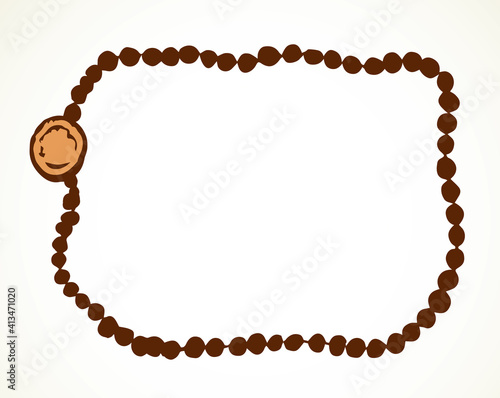 Antique beads. Vector drawing frame