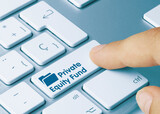 Private Equity Fund - Inscription on Blue Keyboard Key.