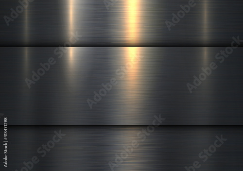 Dark 3D background, metallic old structure, brushed metal texture, interesting vector illustration.