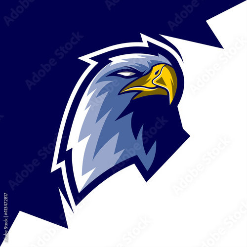 Head eagle mascot logo e-sport design