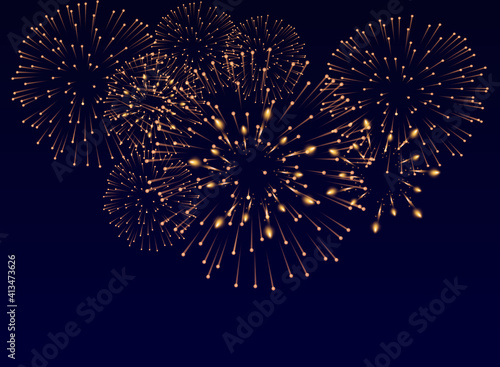 Vector Brightly Colorful Fireworks on the background of the night sky.