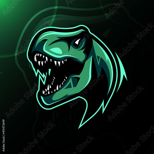 Head T-rex mascot logo e-sport design © Immidesign