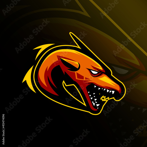 Fototapeta Naklejka Na Ścianę i Meble -  Head dragon mascot logo e-sport design
