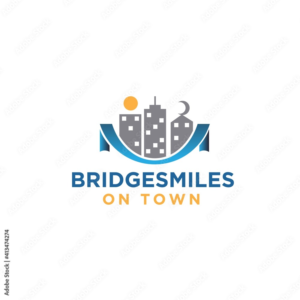 Obraz premium bridge town logo designs for construction logo