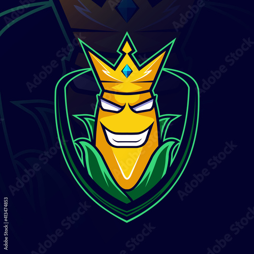 King corn mascot logo e-sport design