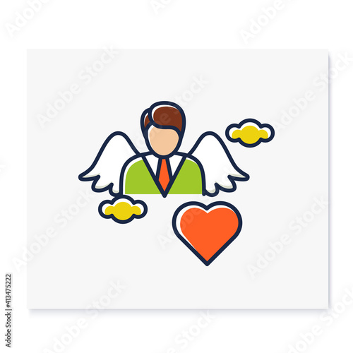 Spiritual identity color icon. Personal growth concept. Self identity. Meaning and ultimate existence purpose . Growth plan. Isolated vector illustration