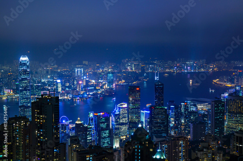 Night view of Victoria Peak in Hong Kong