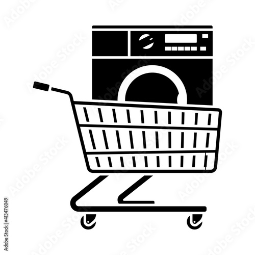 Shopping Cart With Washing Machine Icon