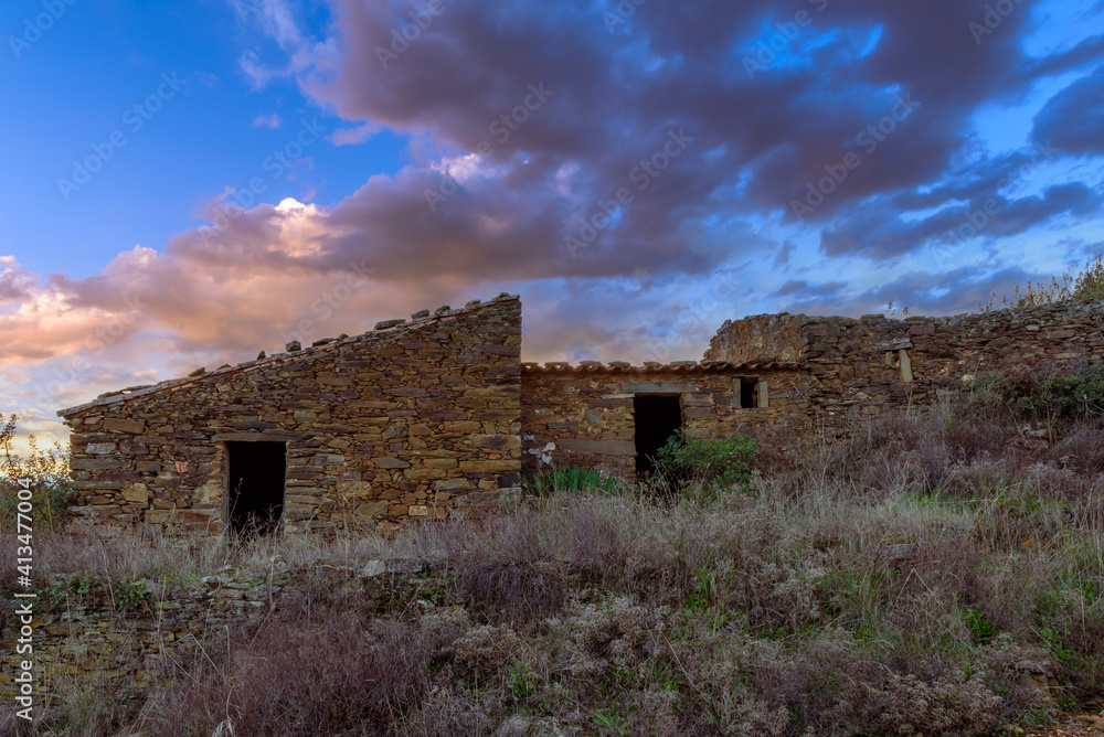 ruins of house, in the Calderão Sierra Algarve Portugal 