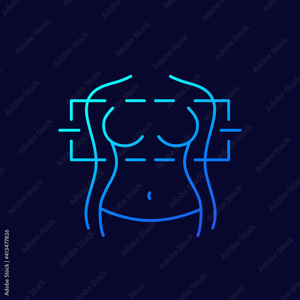 mammography, breast scan line vector icon mammography, breast scan line vector icon