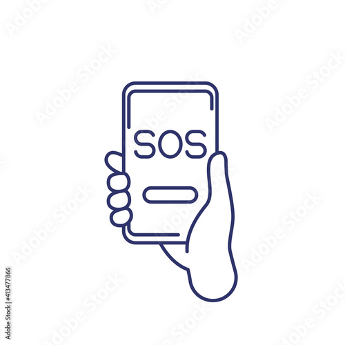 SOS button in the phone line icon