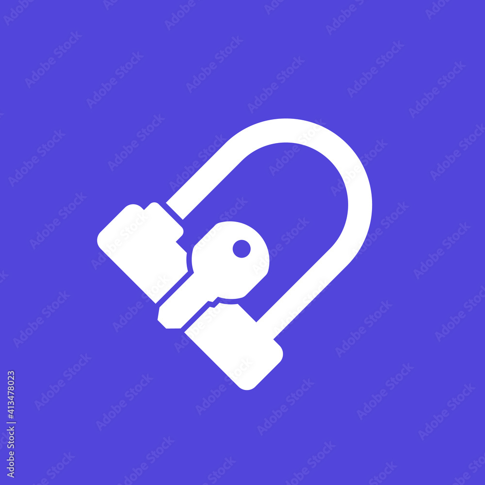 Bicycle U-Lock and key vector icon Bicycle U-Lock and key vector icon