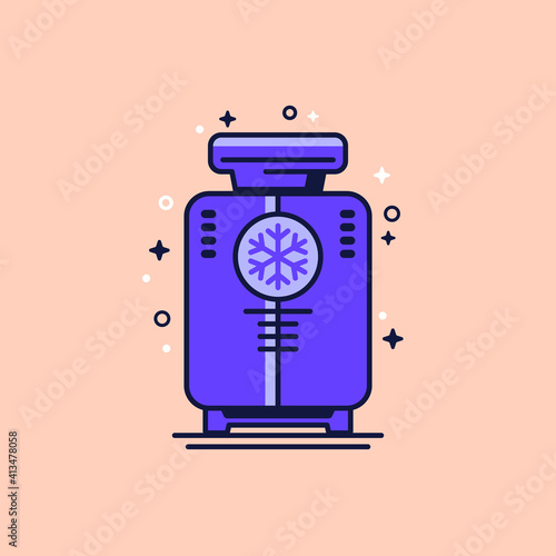cryotherapy icon with cryosauna, vector