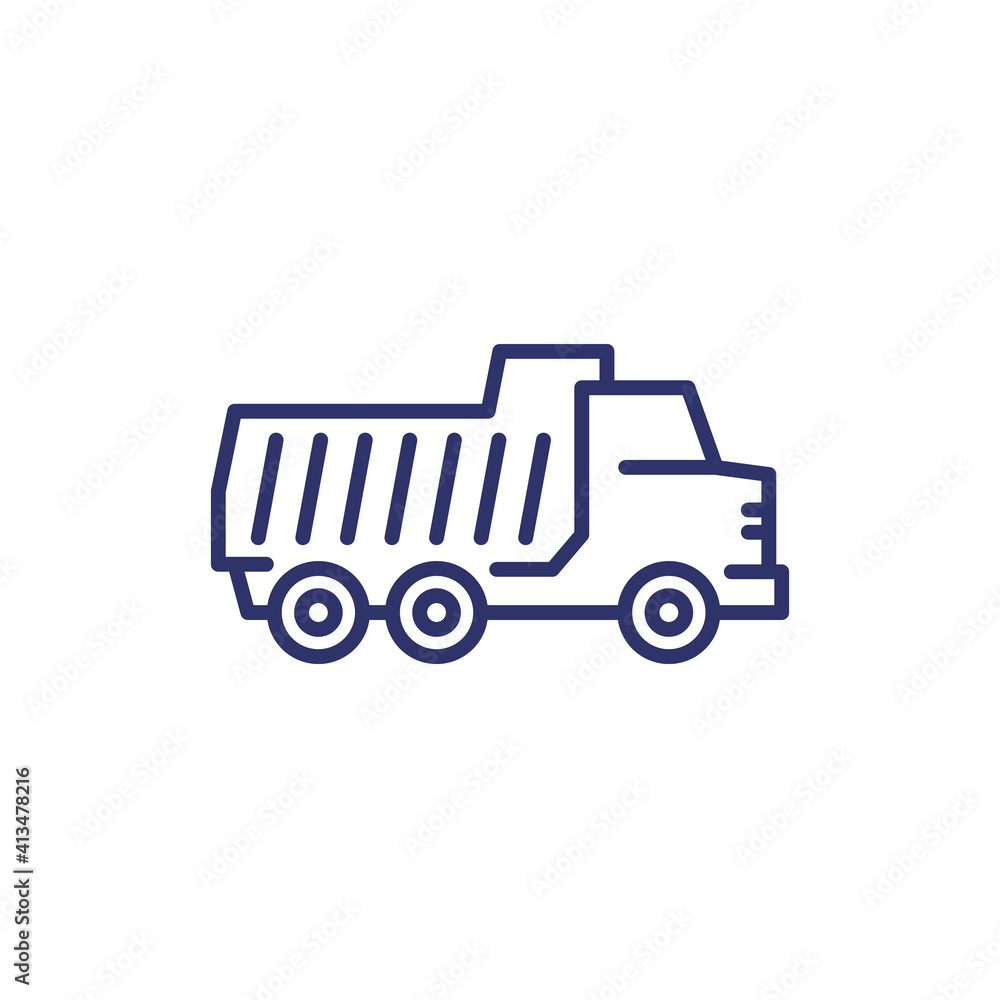 tipper truck line icon on white tipper truck line icon on white