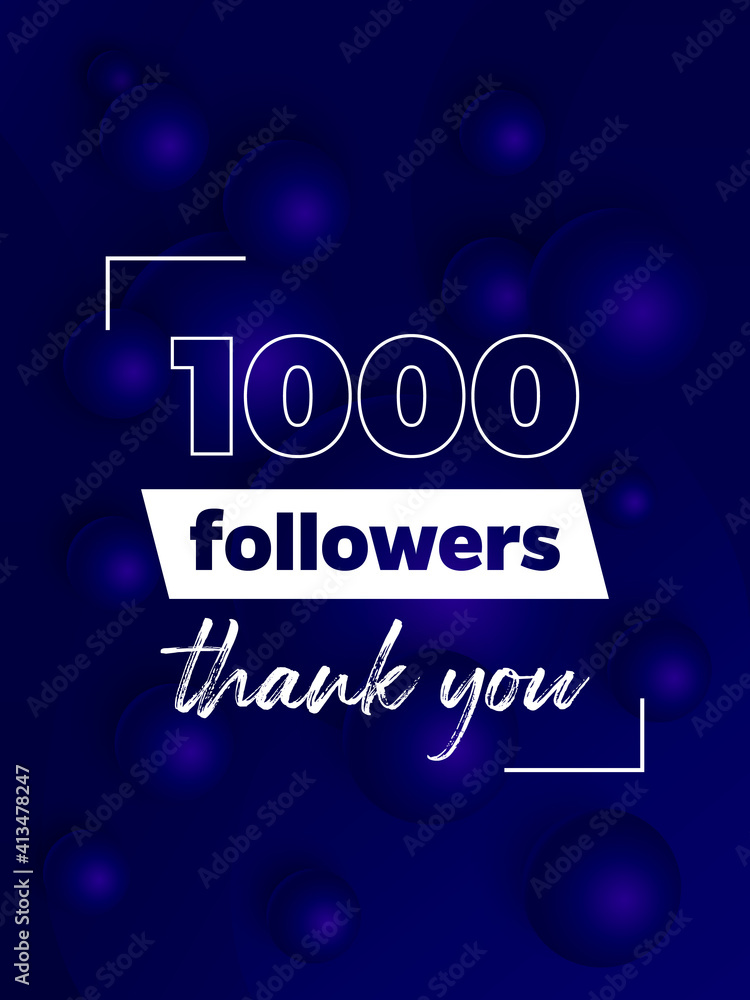 1000 followers, blue banner for social networks