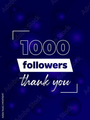 1000 followers, blue banner for social networks