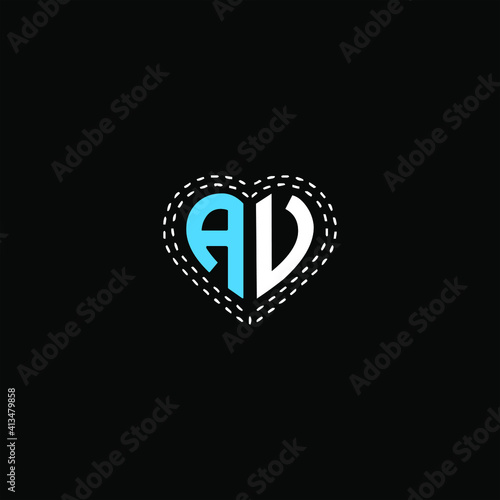 A V letter logo vector design on black color background. av monogram
