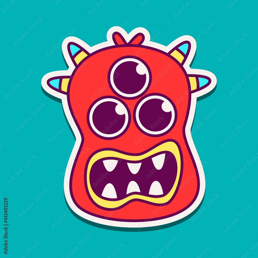 cute doodle monster designs for coloring, backgrounds, stickers, logos, symbol, icons and more
